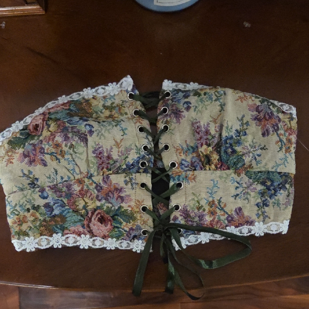 Floral Lace-Up Corset Top